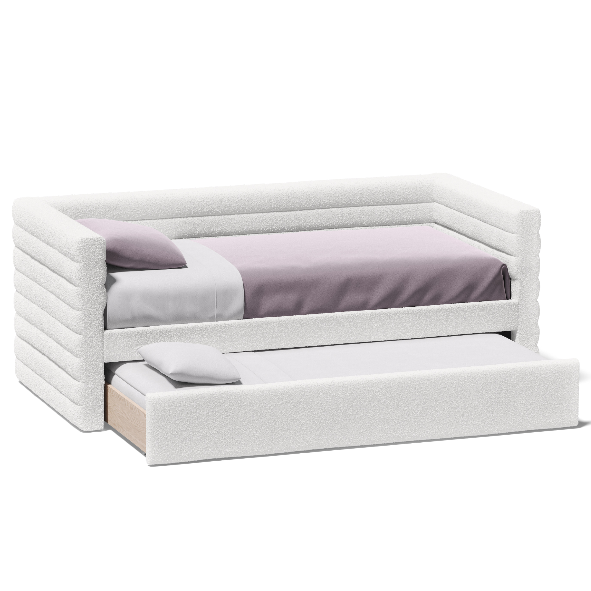 Ripple Cream Boucle Daybed with Trundle