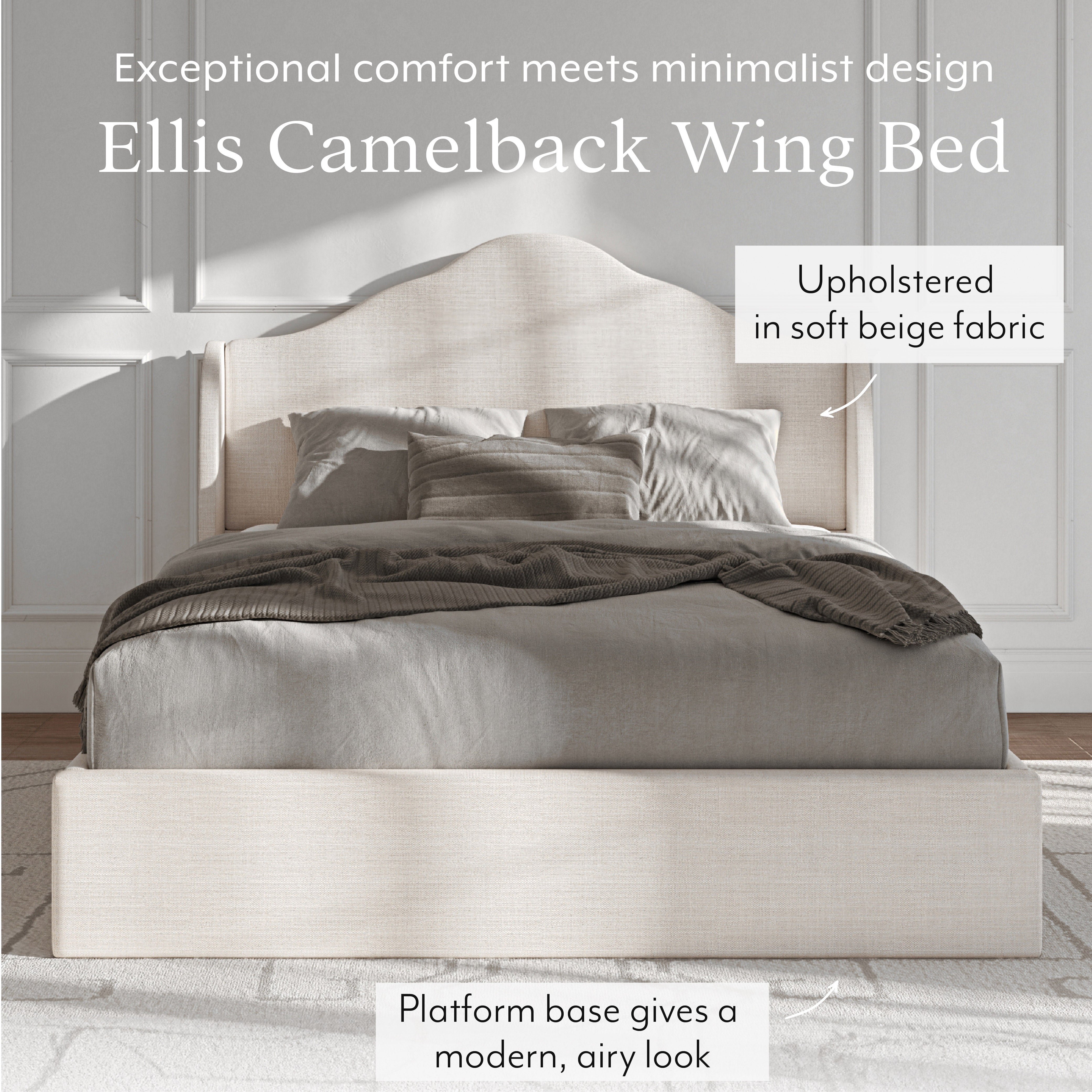 Ezra Queen Camelback Wing Bed Natural