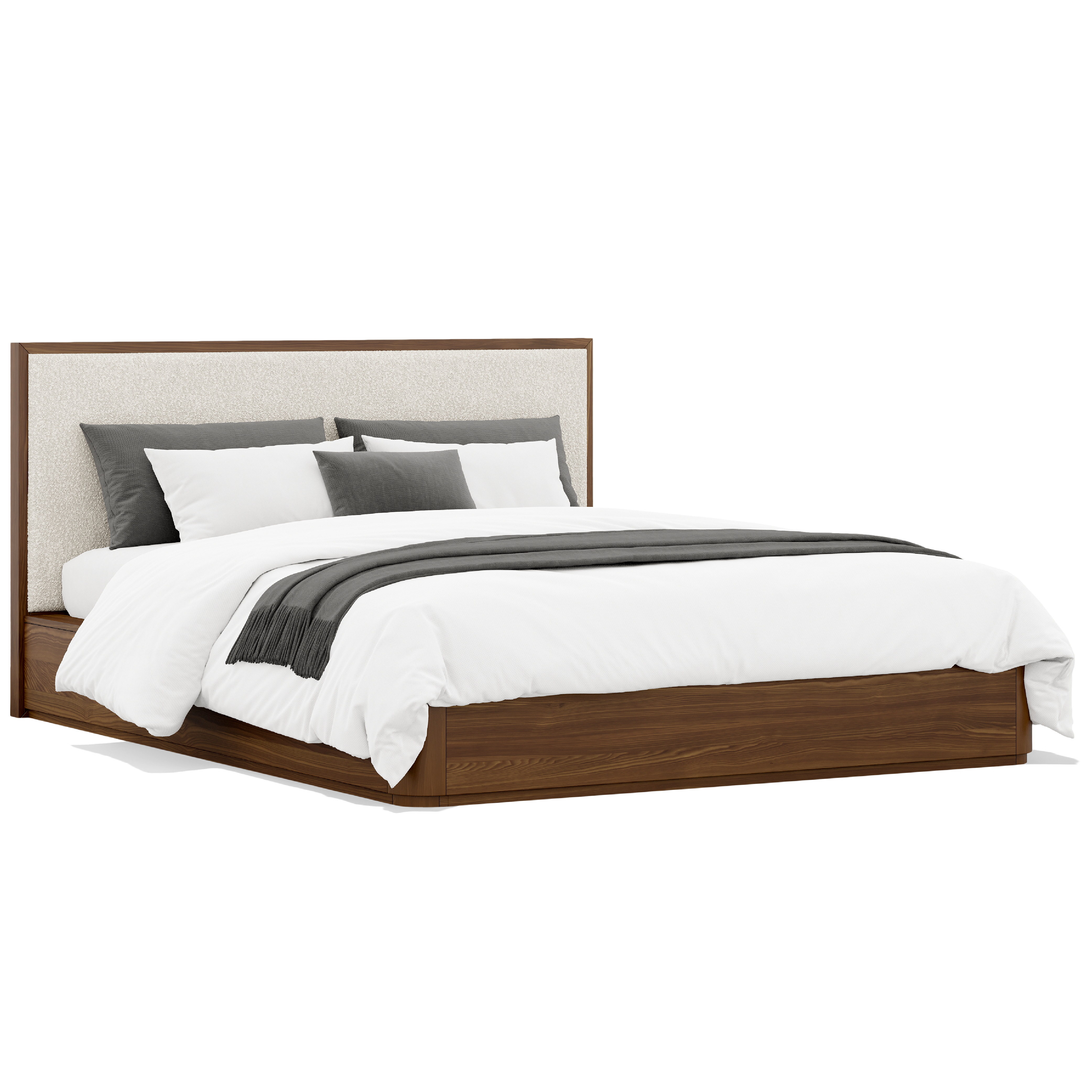Teo Boucle Solid Wood Bed