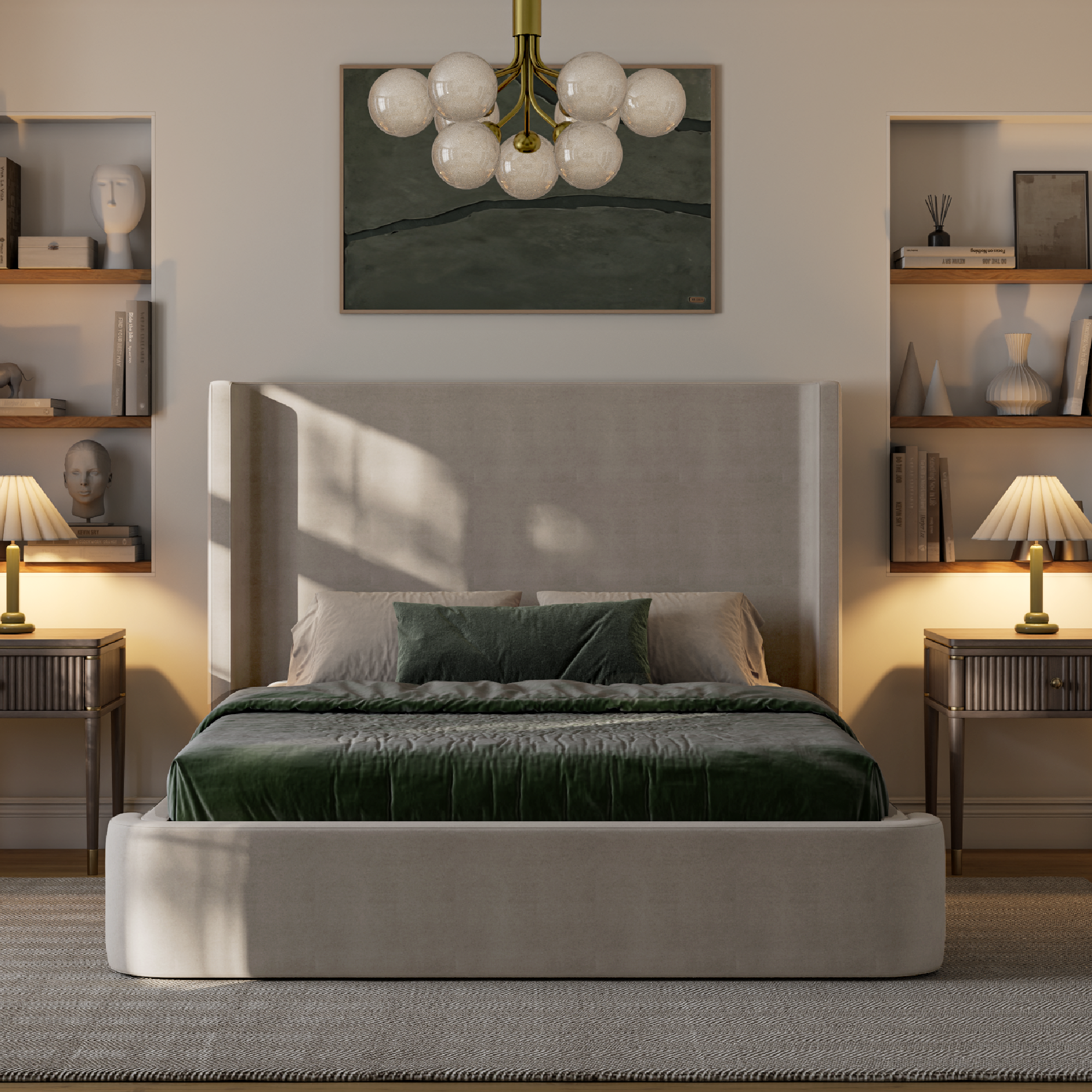Graham Upholstered Wingback Bed