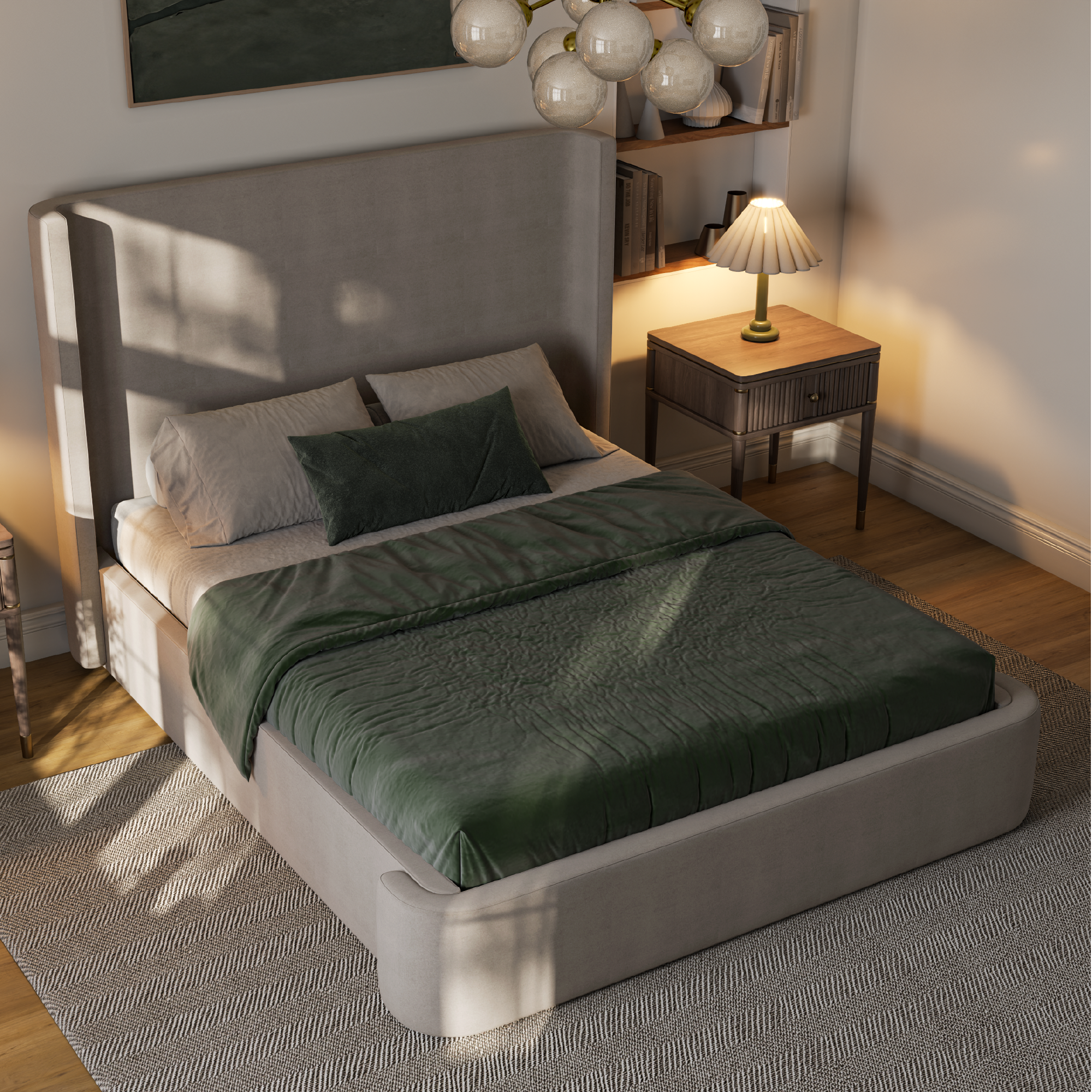 Graham Upholstered Wingback Bed