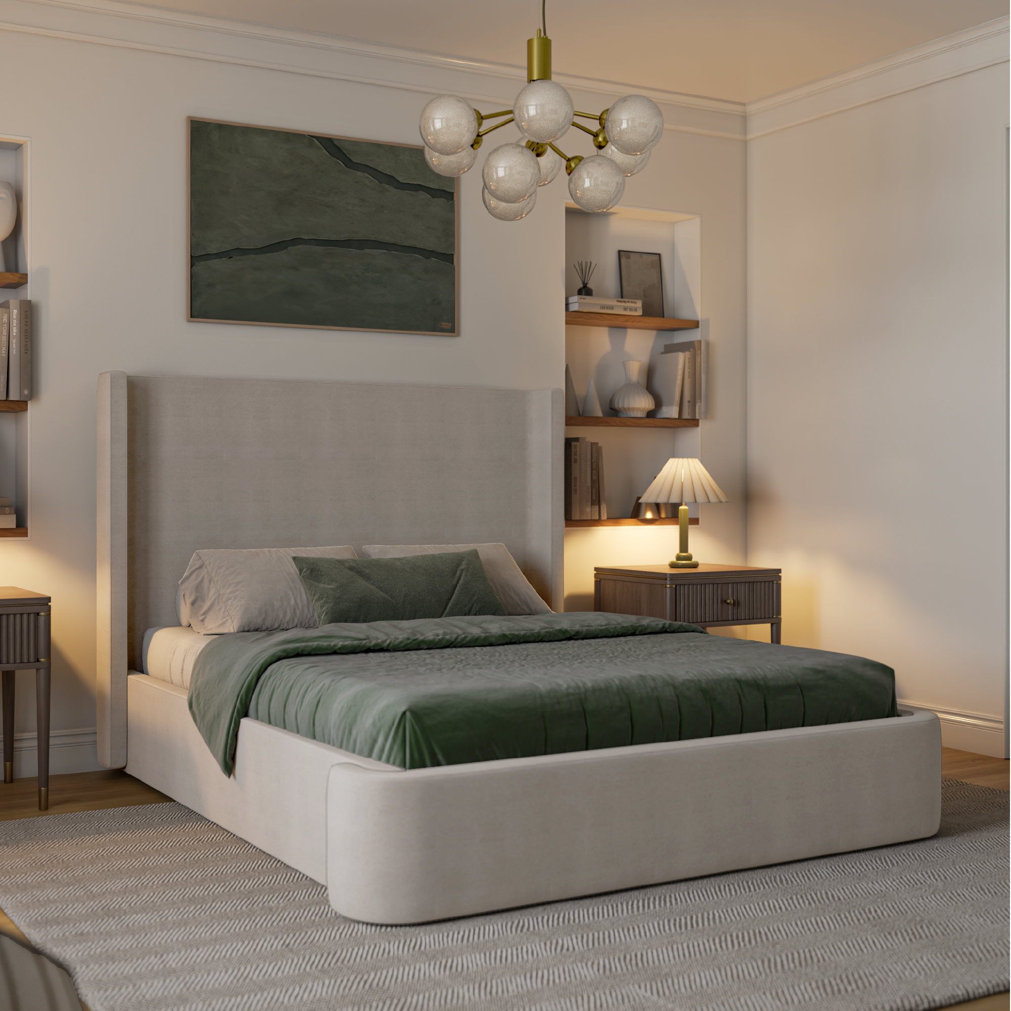 Graham Upholstered Wingback Bed