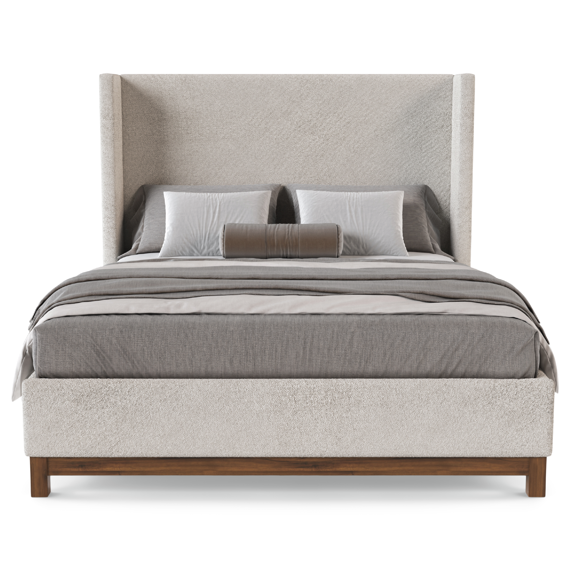 Jolie Oat Upholstered Wing Bed