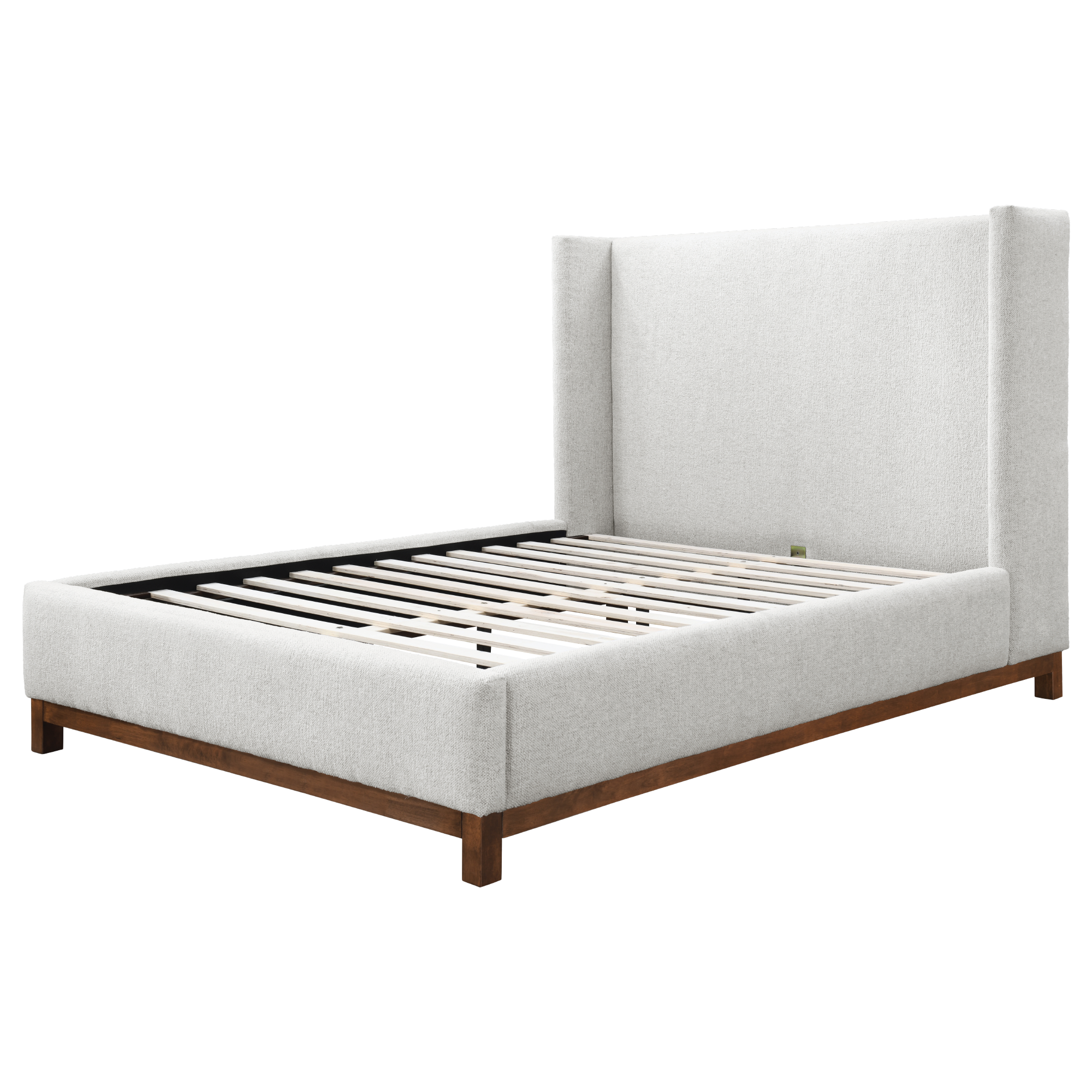Jolie Oat Upholstered Wing Bed