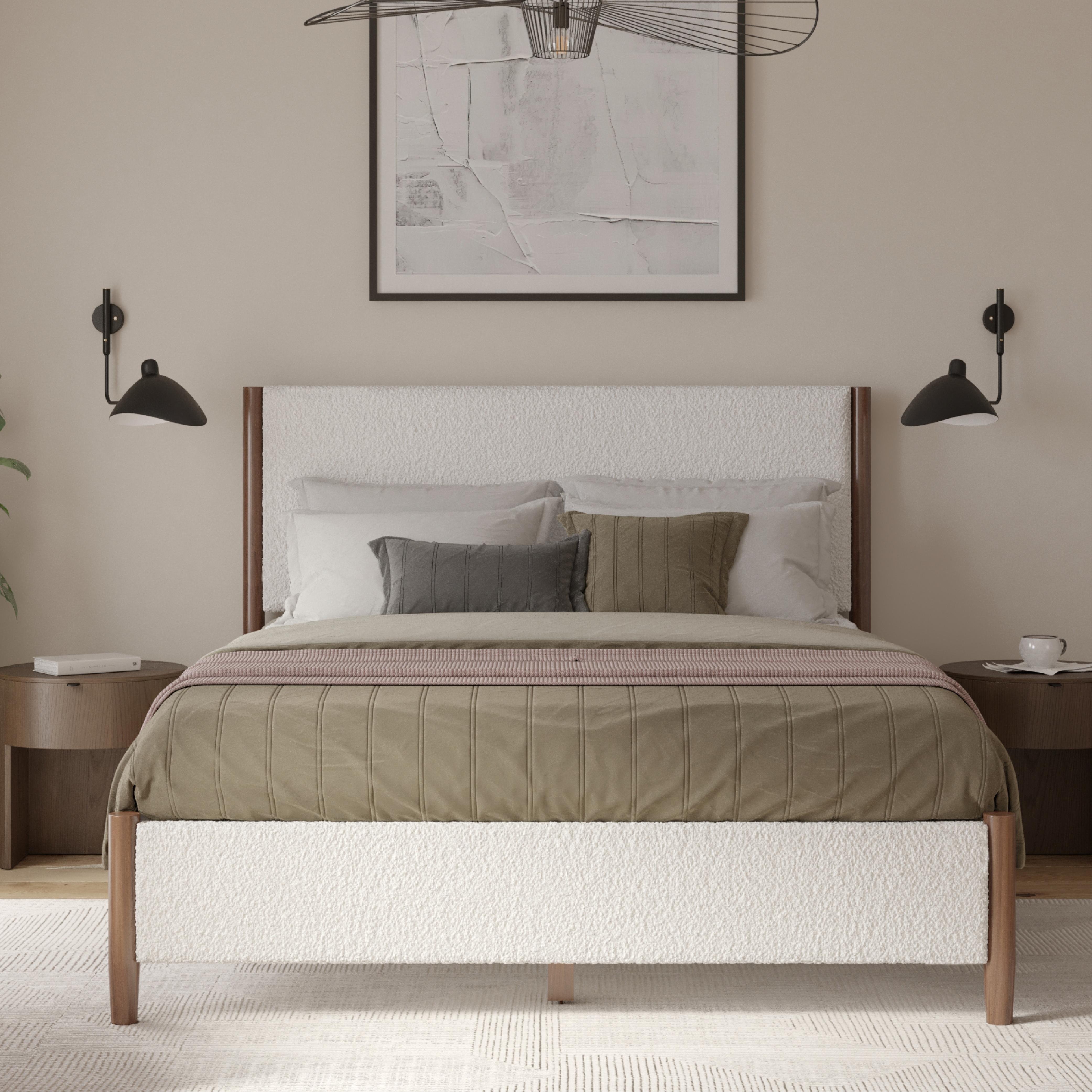 Clara Cream Boucle Bed