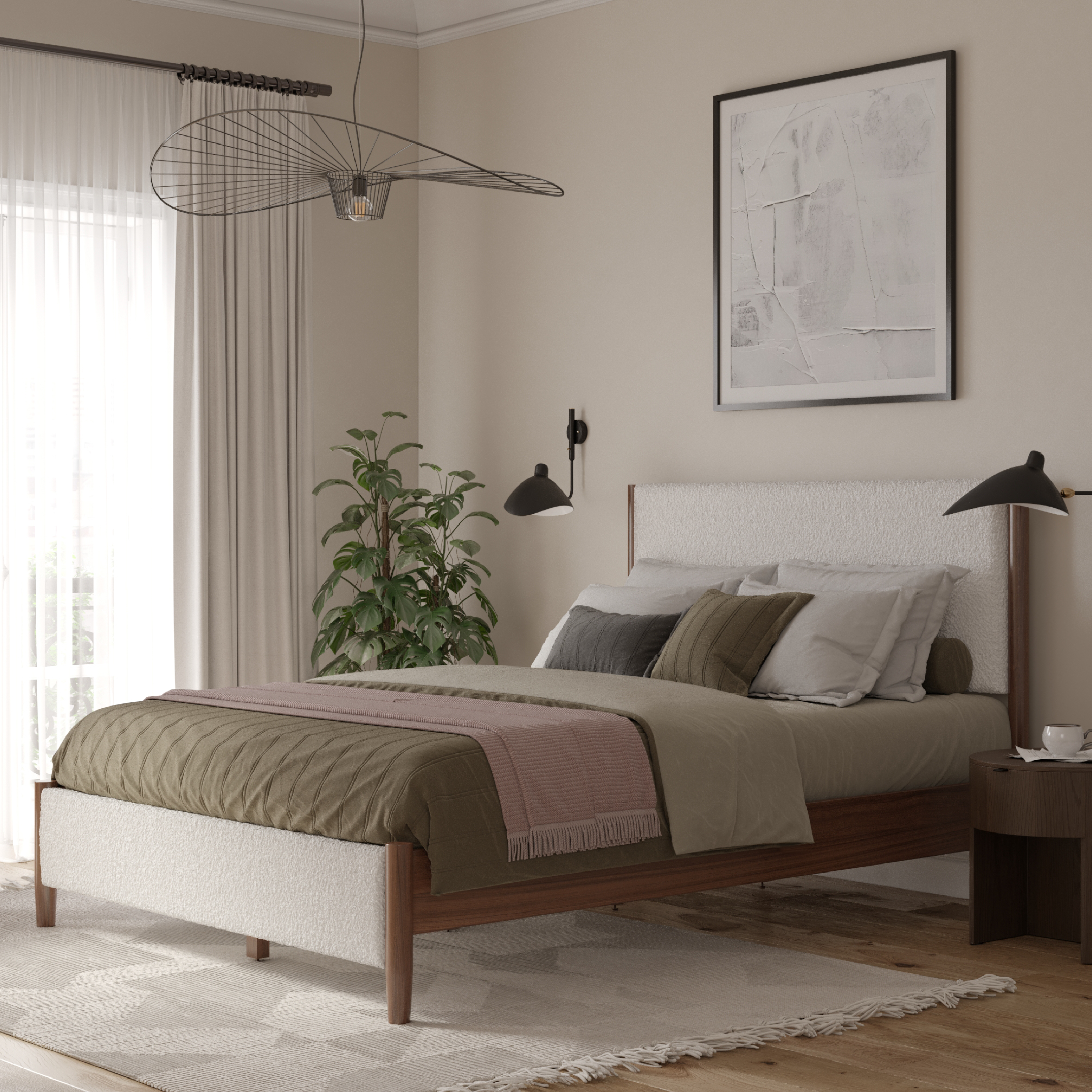 Clara Cream Boucle Bed