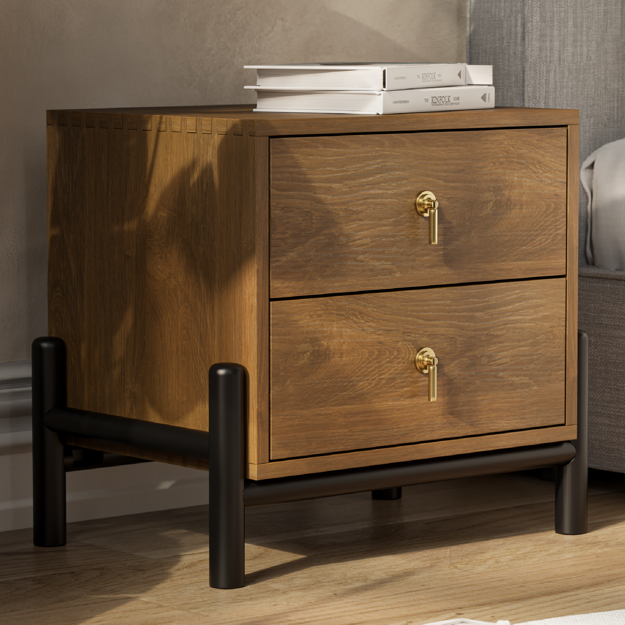 Emory 2-Drawer Solid Wood Nightstand