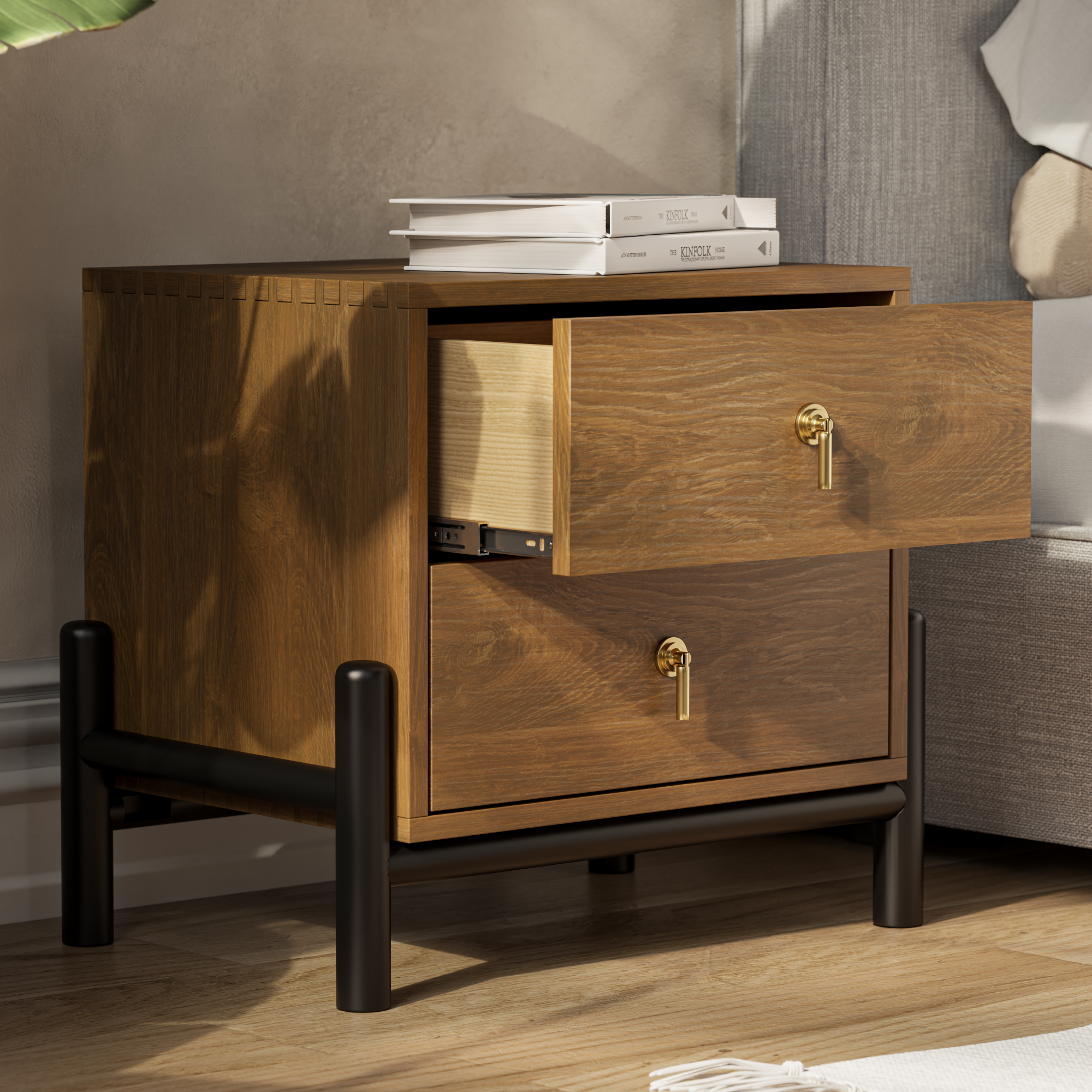 Emory 2-Drawer Solid Wood Nightstand