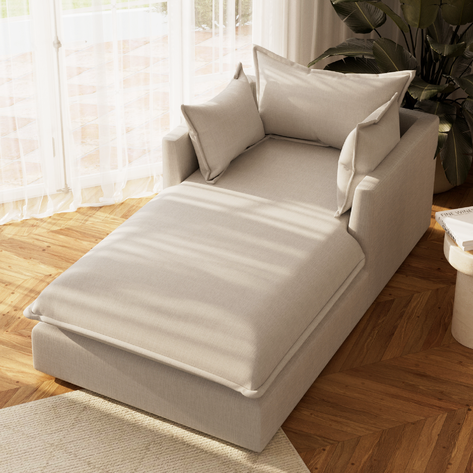 Brie Flange Edge Chaise Lounge