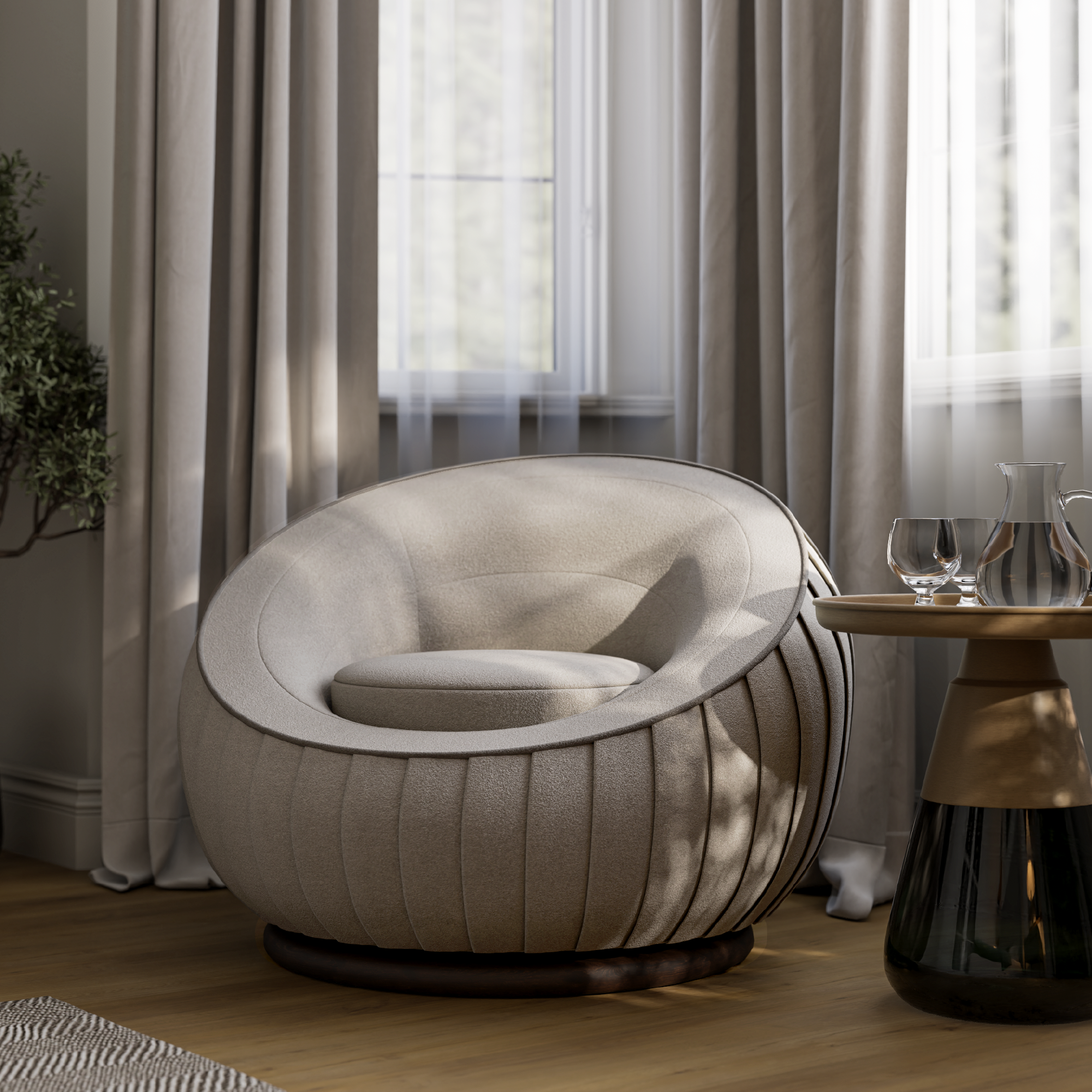 Morris Swivel Egg Chair Ecru