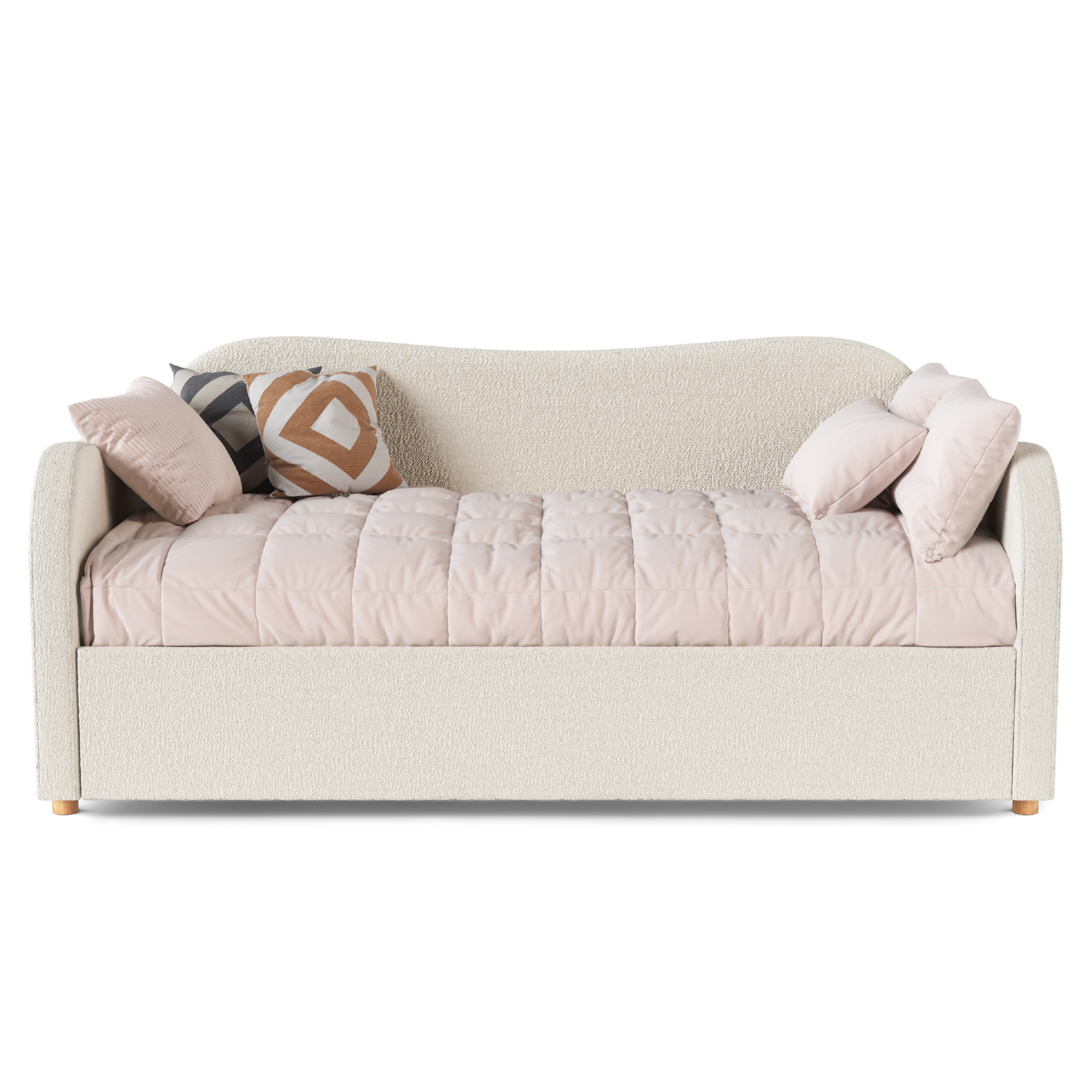 Camille Cream Boucle Curved Bed