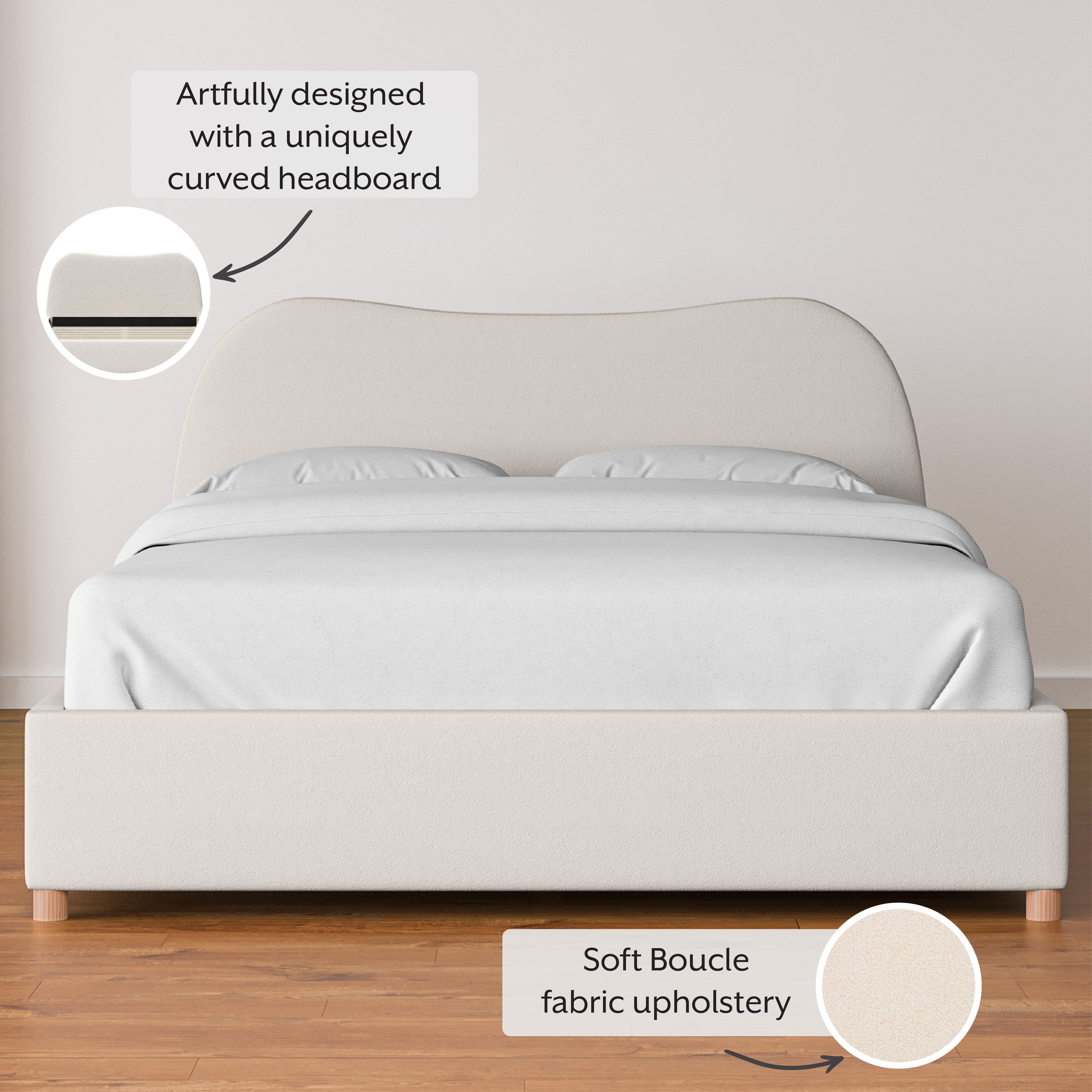 Camille Cream Boucle Curved Bed