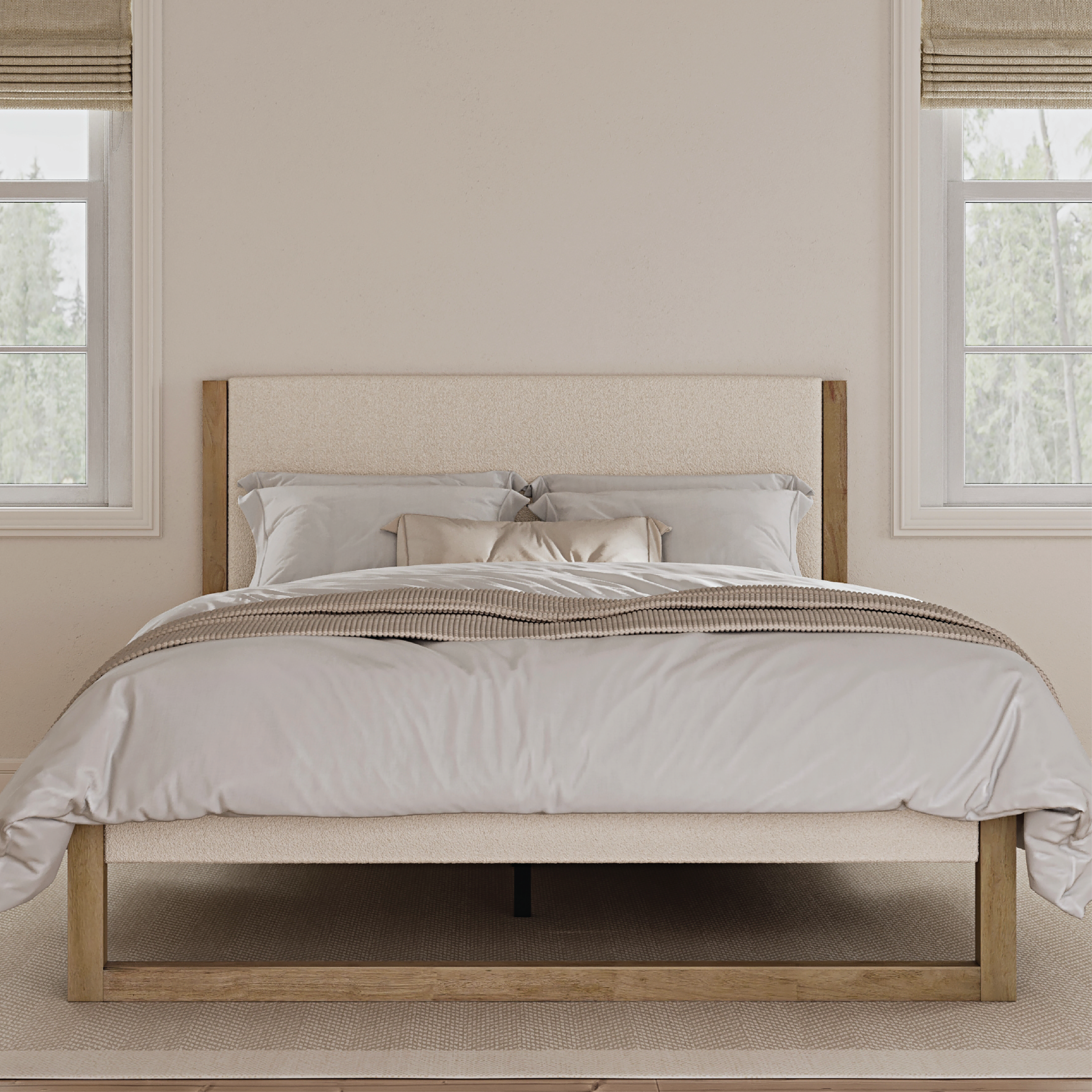 Noelle Cream Boucle Bed