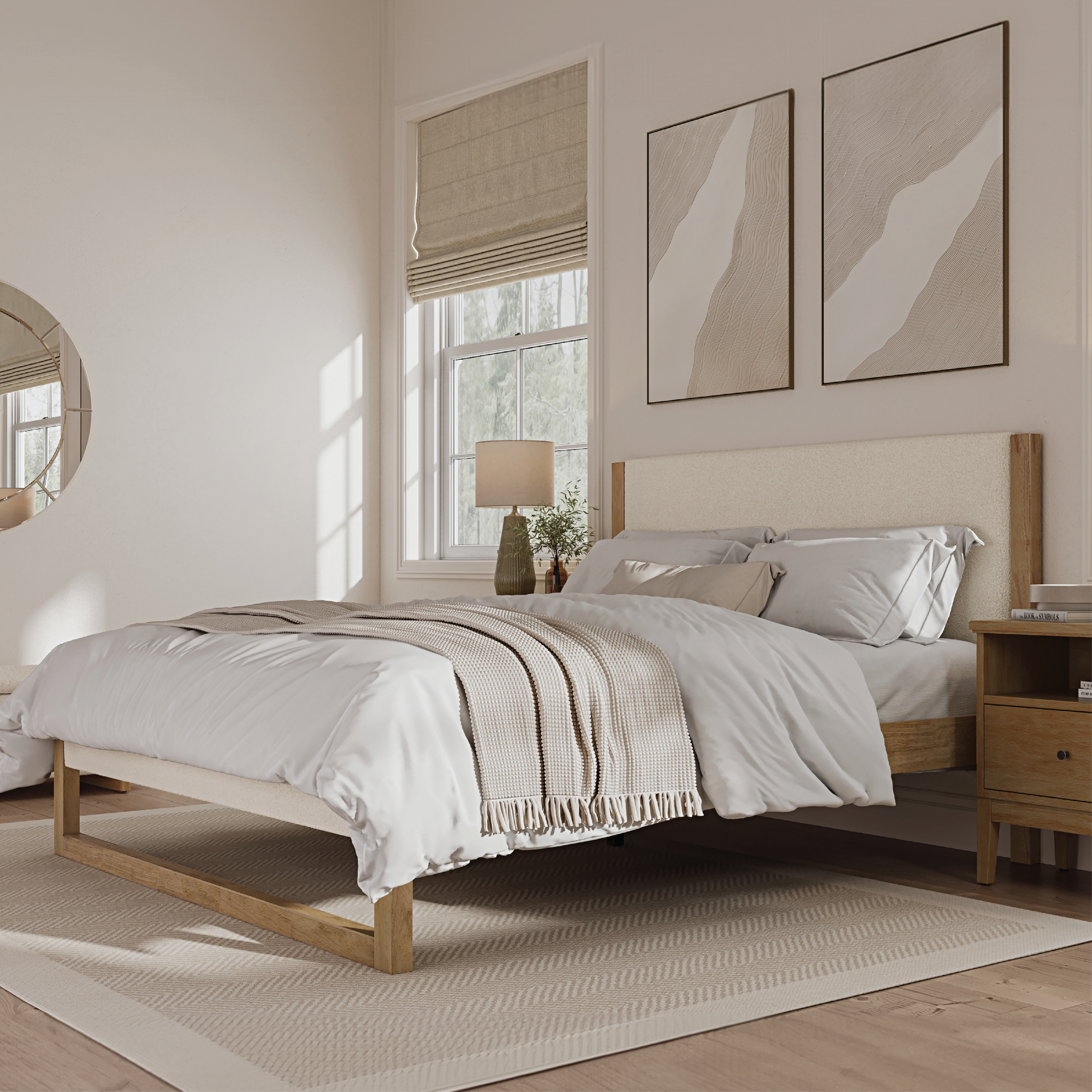 Noelle Cream Boucle Bed