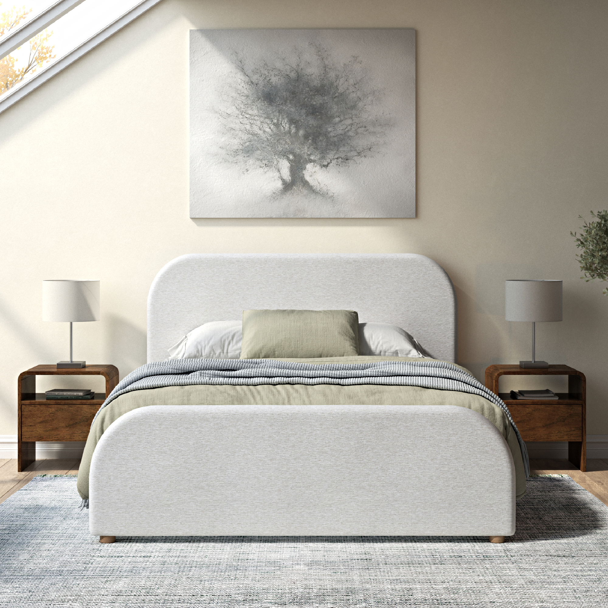 River Rounded Ivory Bed