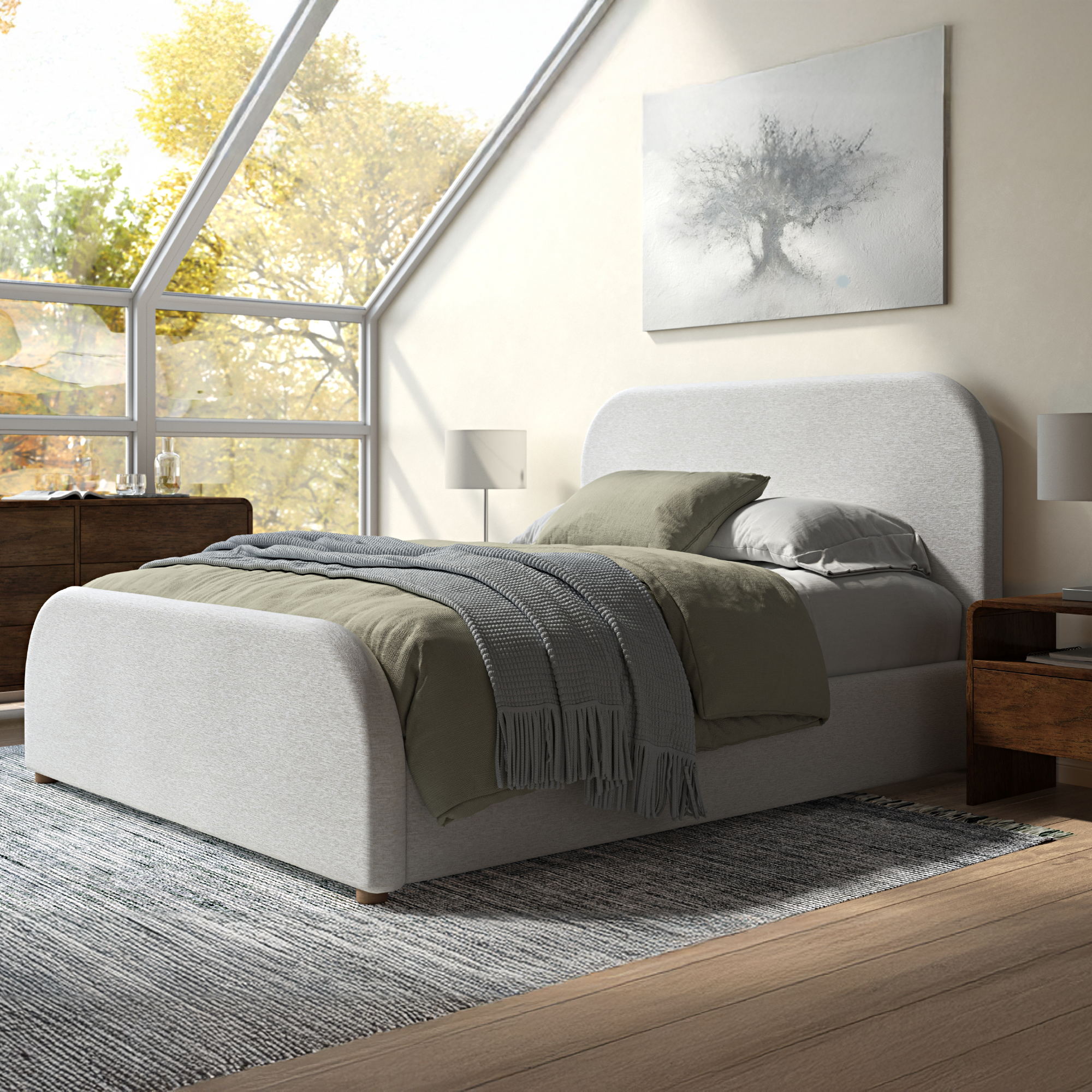 River Rounded Ivory Bed