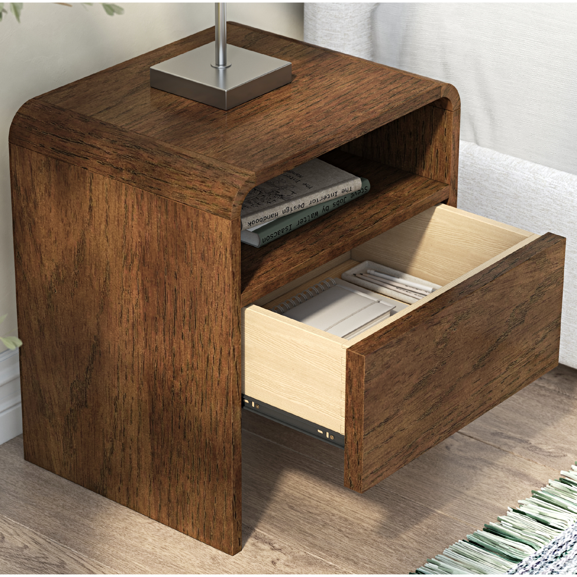 River Solid Wood Walnut Nightstand