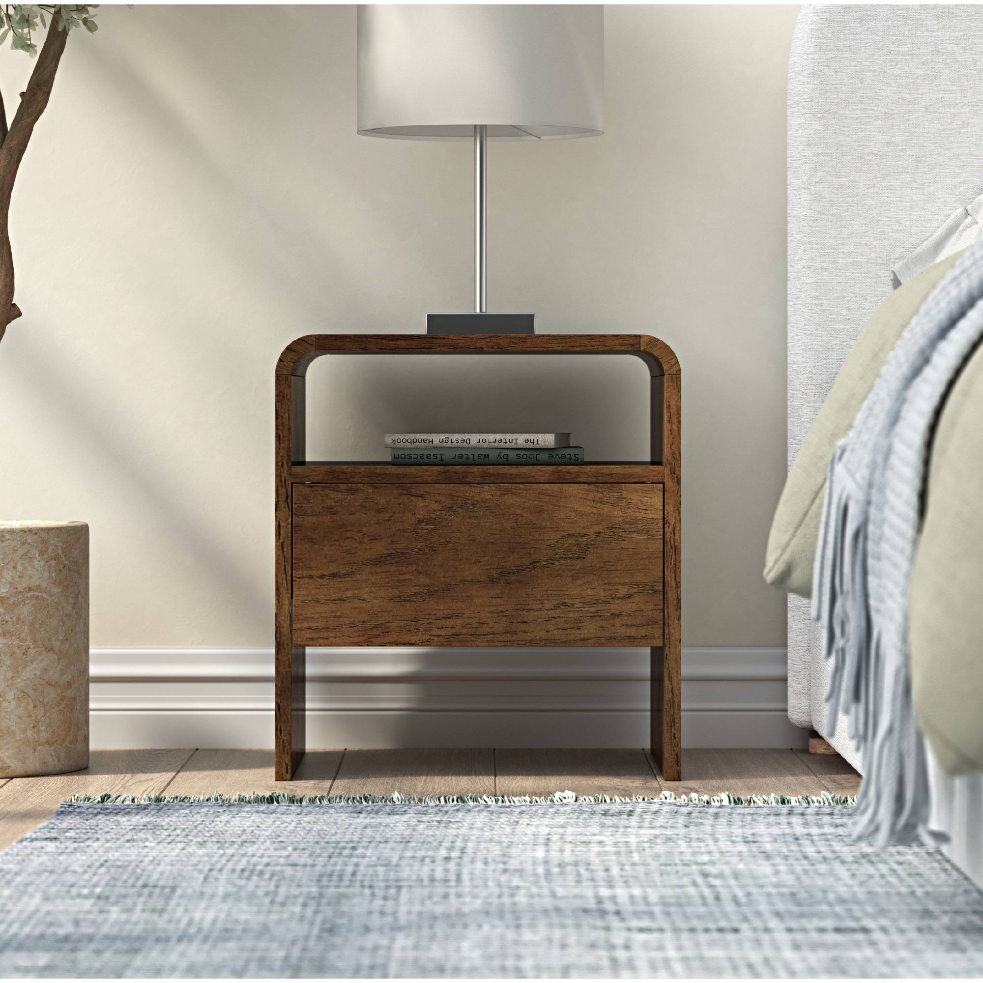 River Solid Wood Walnut Nightstand