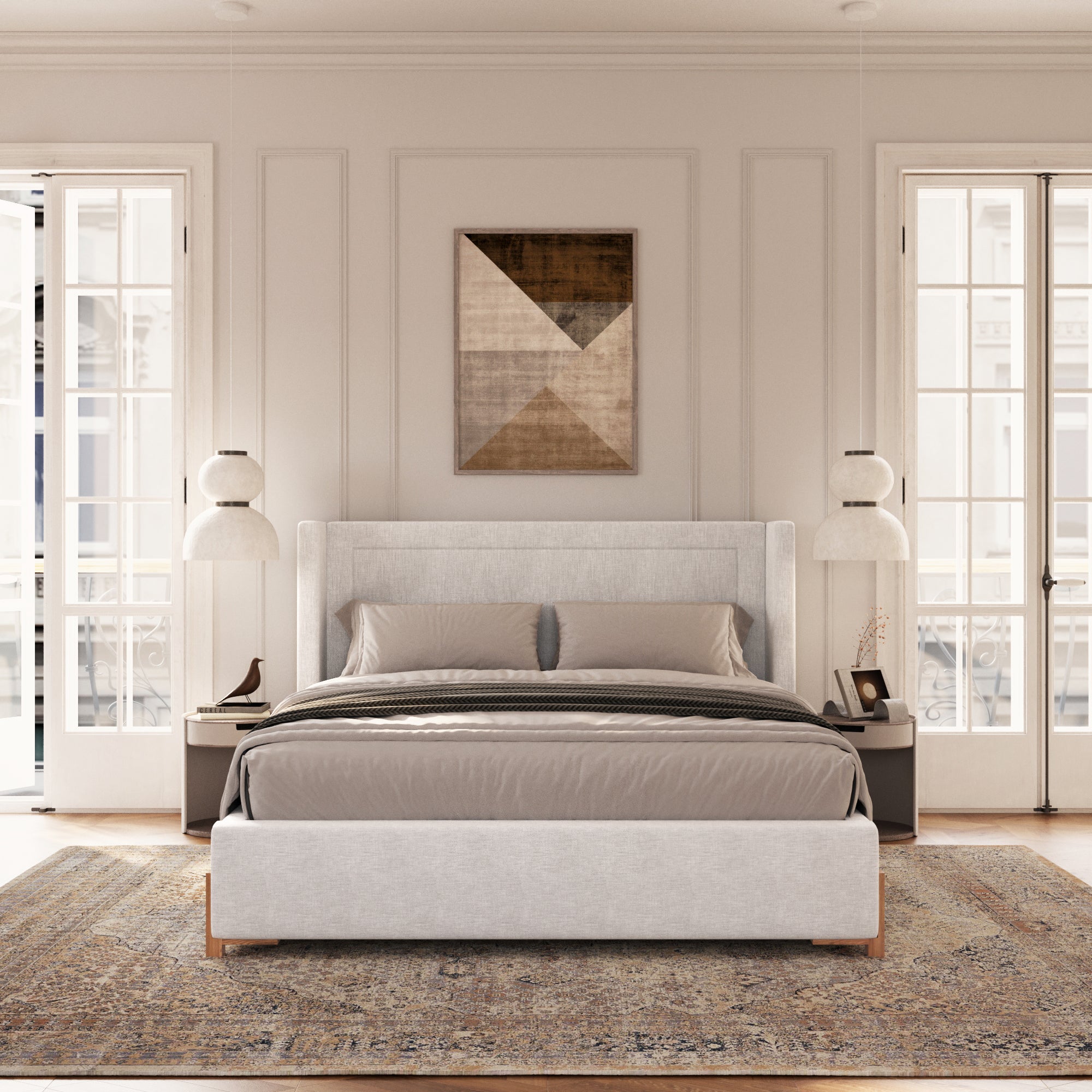 Maeve Wingback Queen Ivory Bed