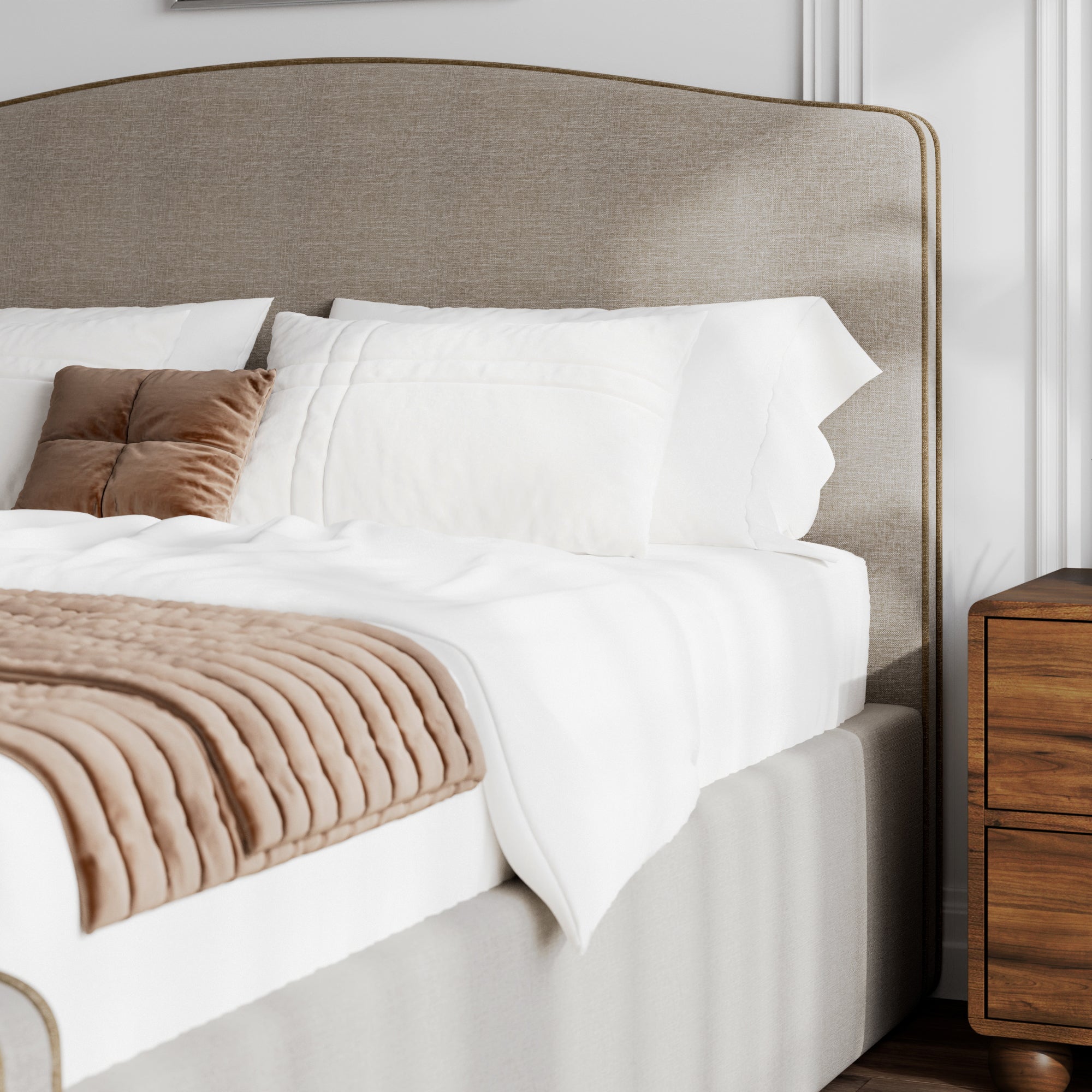 Tori Camelback Queen Bed Taupe