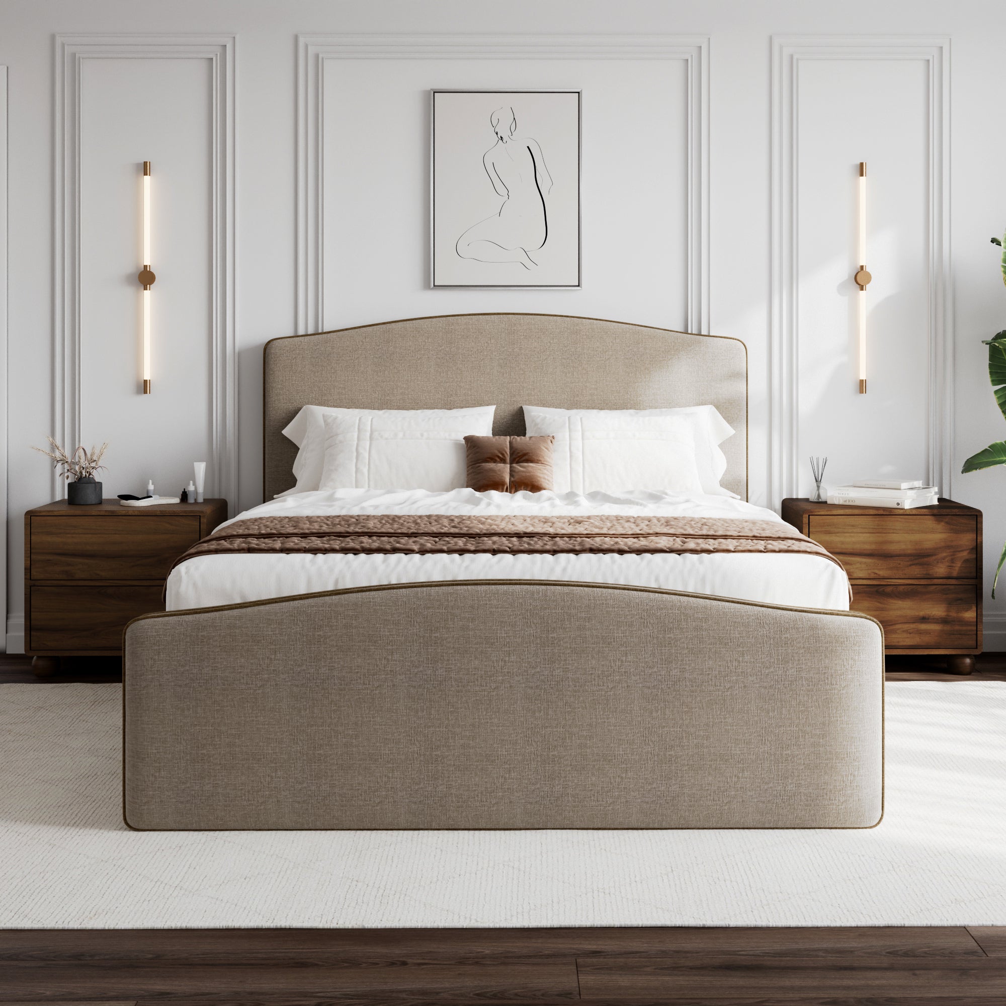 Tori Camelback Queen Bed Taupe