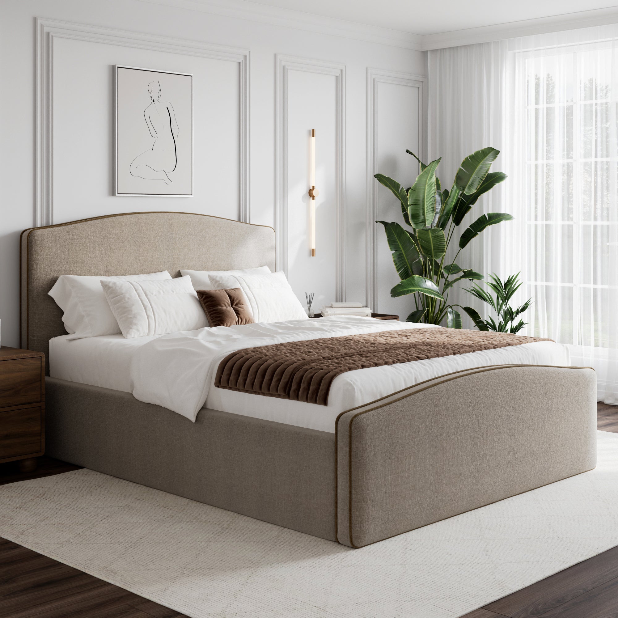Tori Camelback Queen Bed Taupe