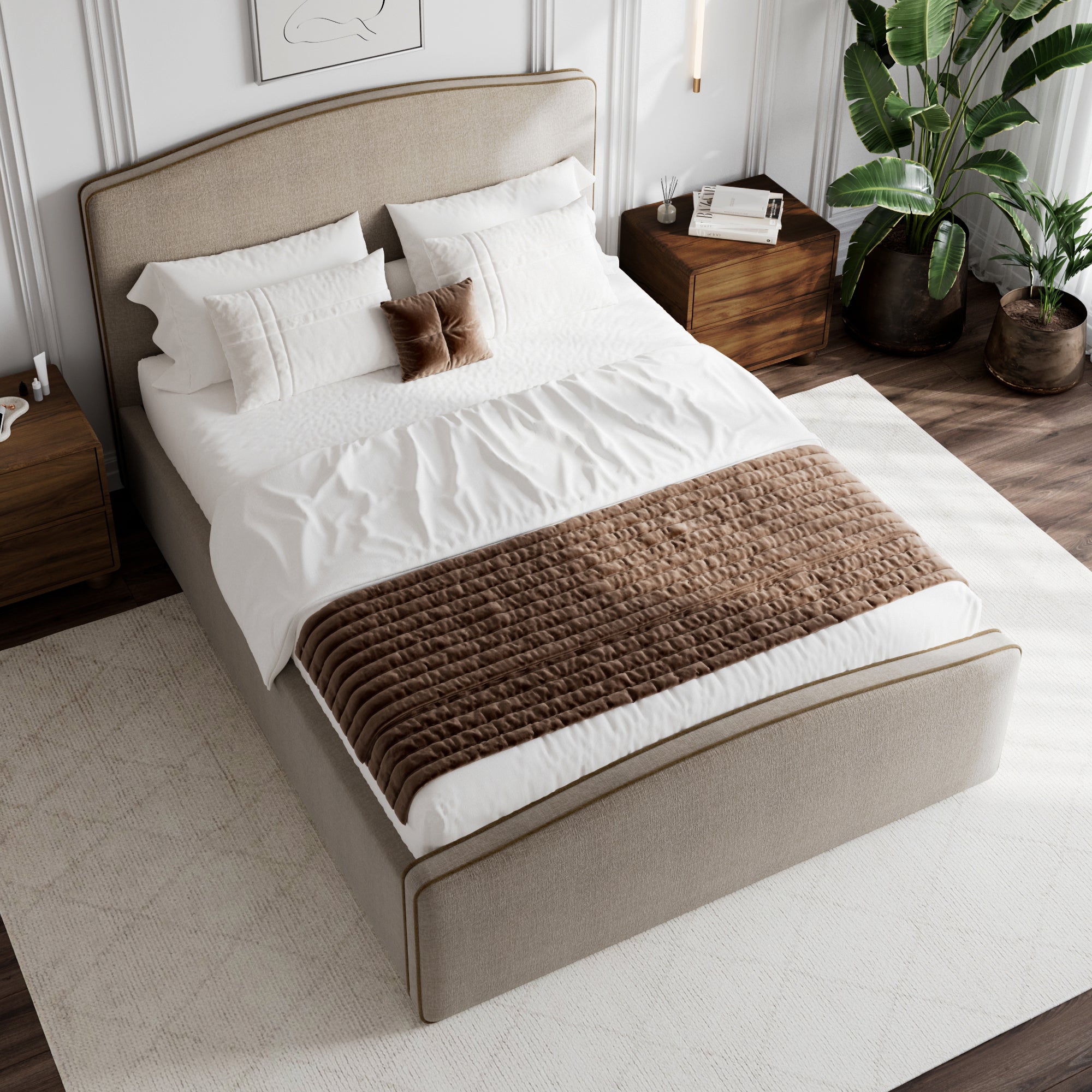 Tori Camelback Queen Bed Taupe