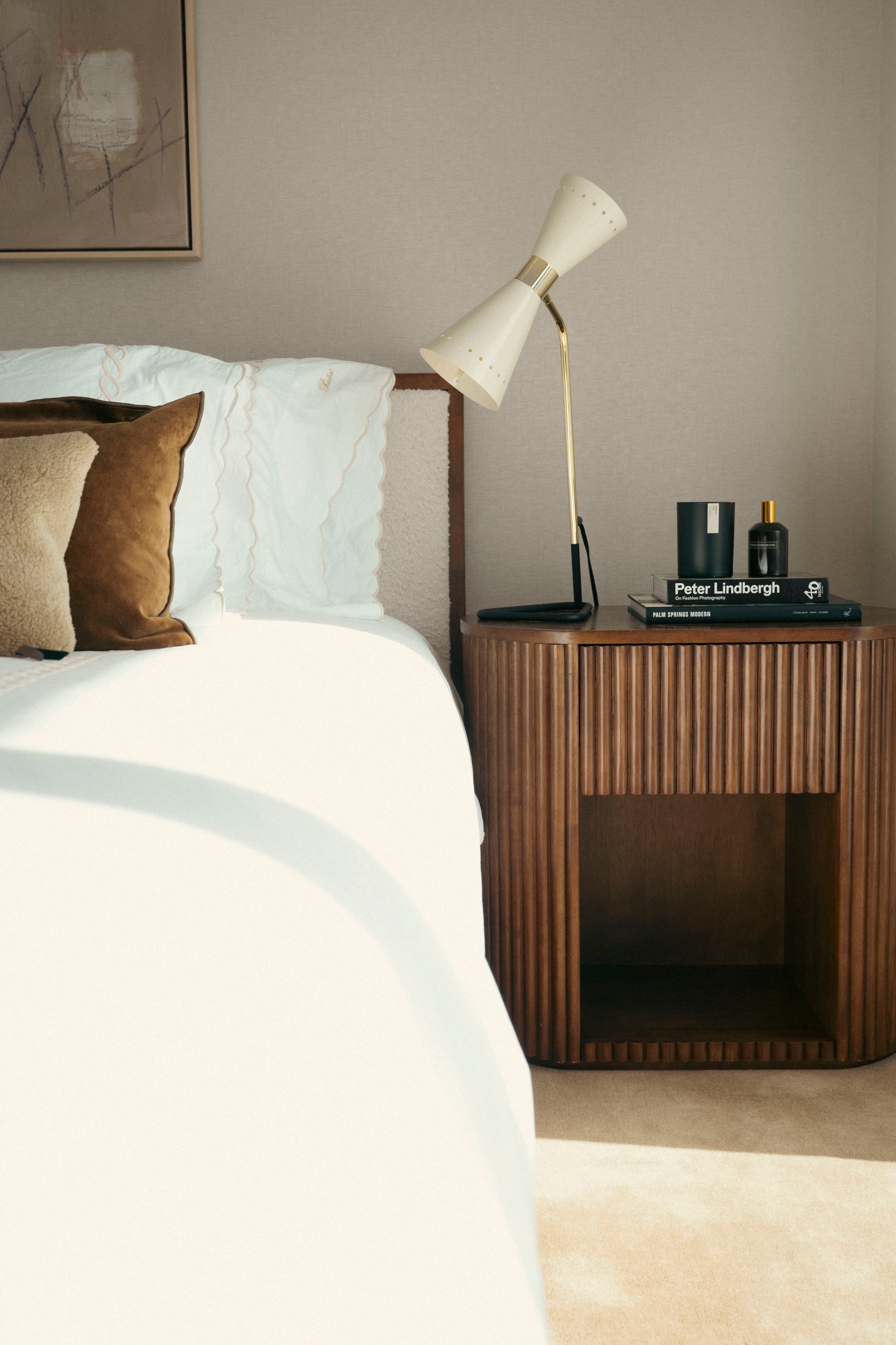 Teo Boucle Solid Wood Bed