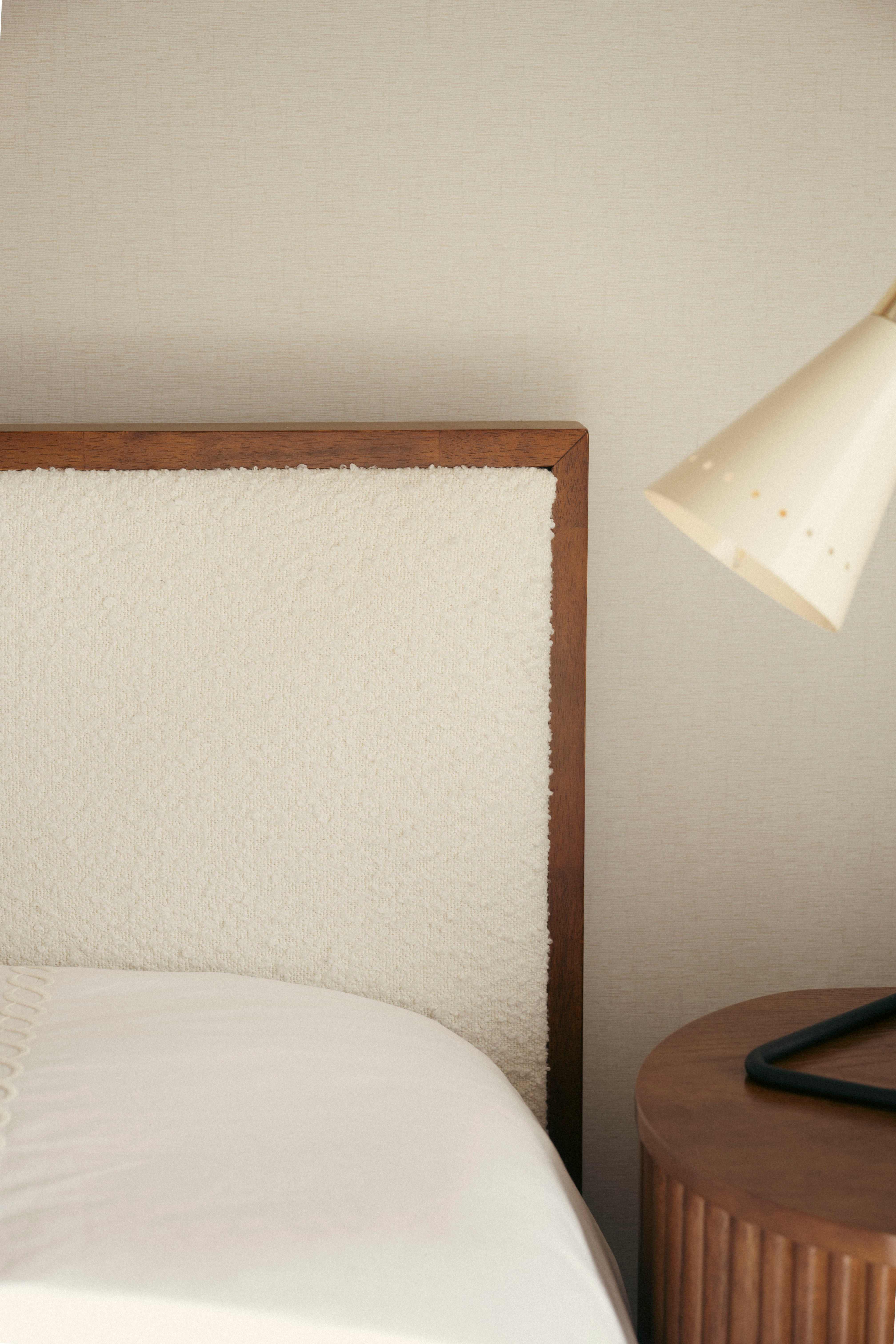 Teo Boucle Solid Wood Bed