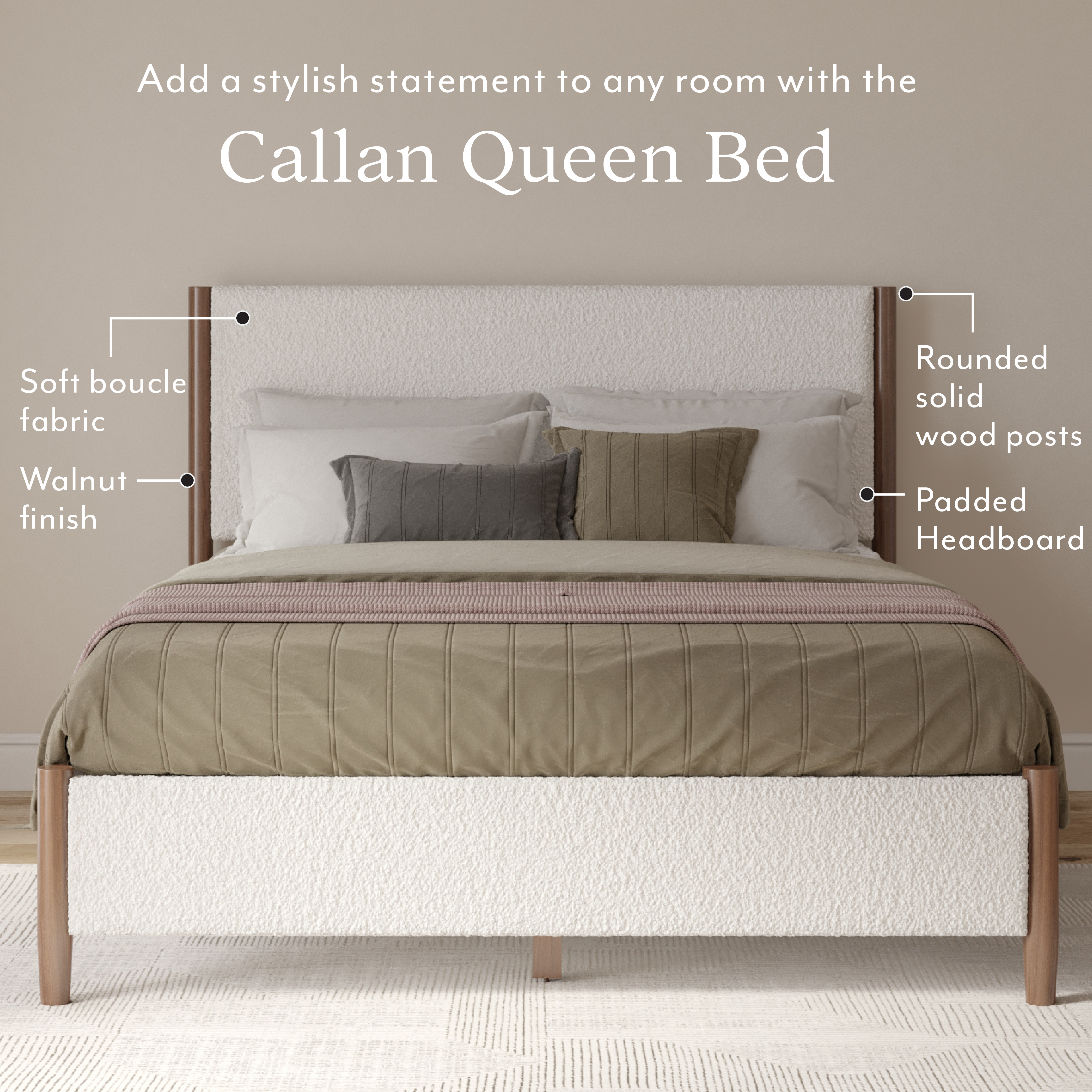 Callan Queen Boucle Bed