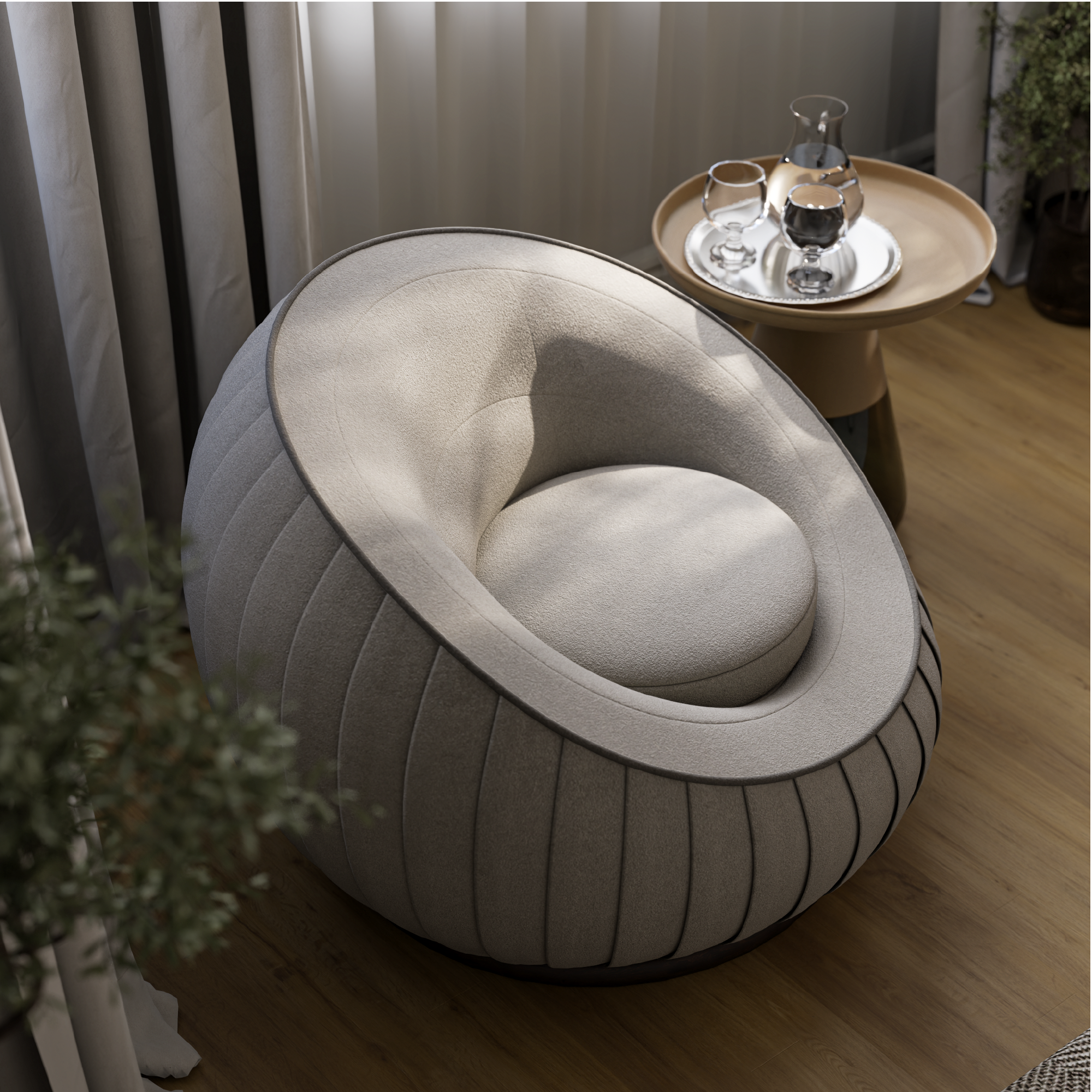 Morris Swivel Egg Chair Ecru