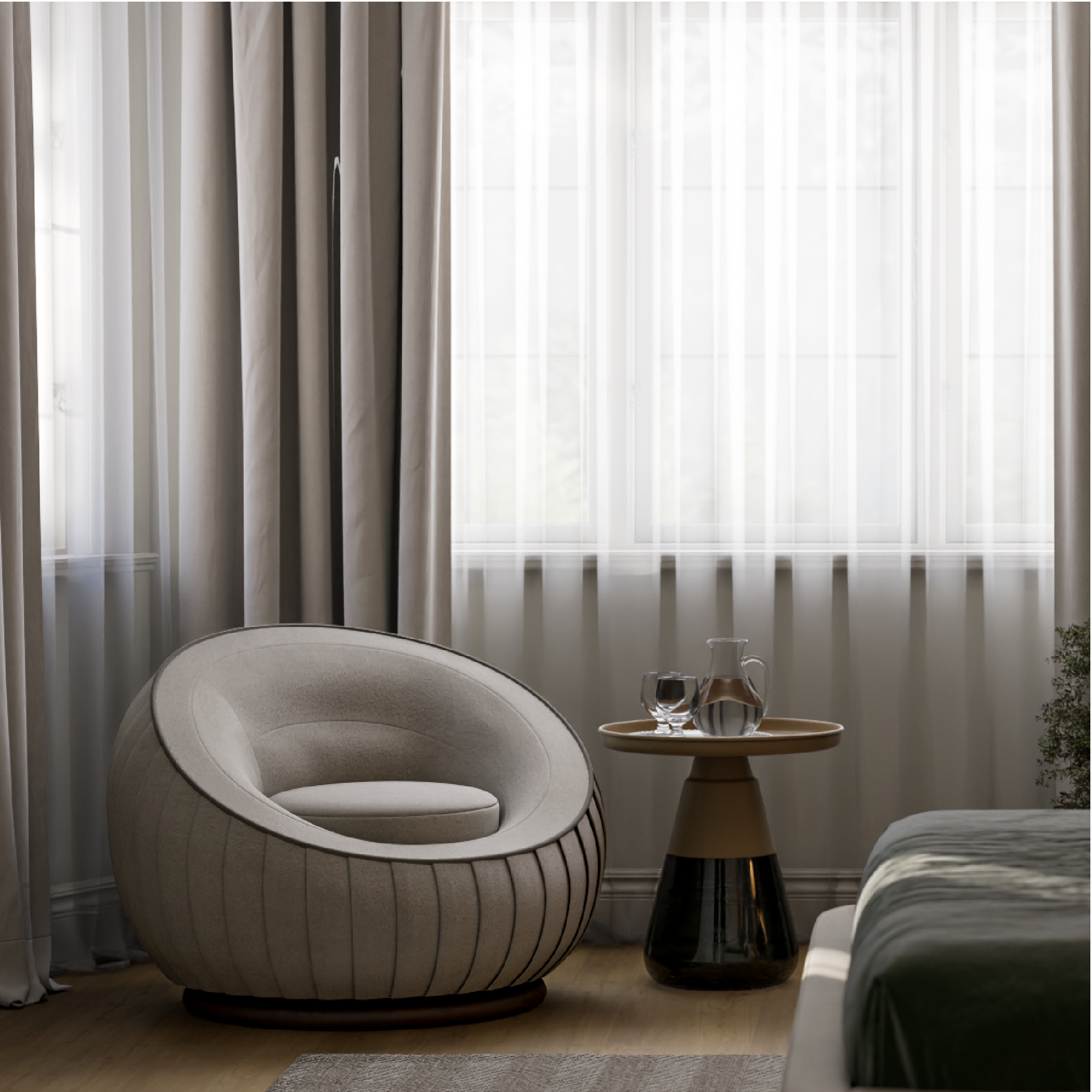 Morris Swivel Egg Chair Ecru