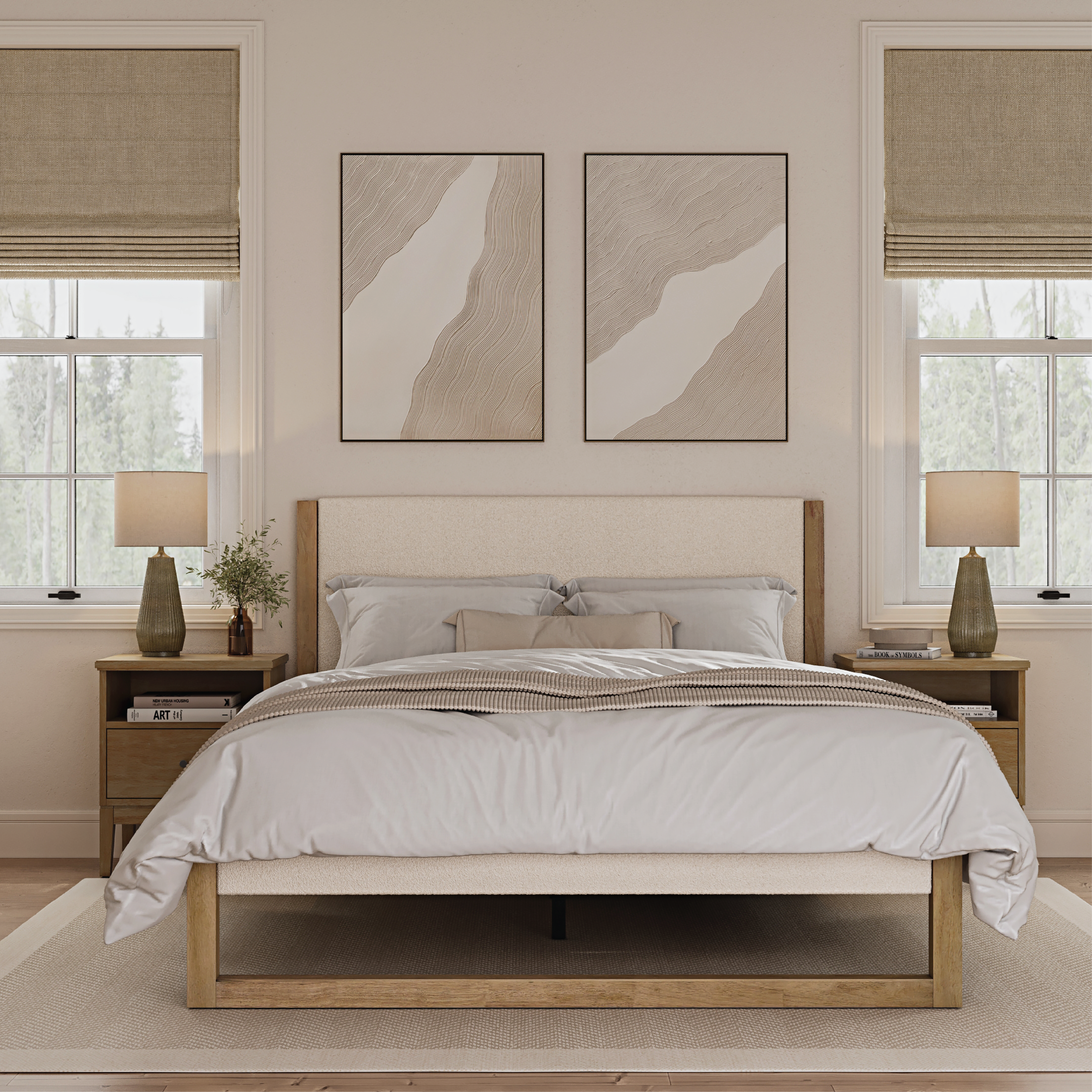 Noelle Cream Boucle Bed